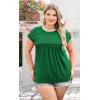 image:imageWIHOLL Womens Summer Tops Trendy 2026 Lace Crochet Cap Short Sleeve Shirts Crew Neck T Shirts Casual Loose BlousesGreen