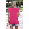 image:imageWIHOLL Womens Summer Tops Trendy 2026 Lace Crochet Cap Short Sleeve Shirts Crew Neck T Shirts Casual Loose BlousesHot Pink