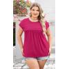 image:imageWIHOLL Womens Summer Tops Trendy 2026 Lace Crochet Cap Short Sleeve Shirts Crew Neck T Shirts Casual Loose BlousesHot Pink