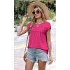 image:imageWIHOLL Womens Summer Tops Trendy 2026 Lace Crochet Cap Short Sleeve Shirts Crew Neck T Shirts Casual Loose BlousesHot Pink