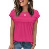 image:imageWIHOLL Womens Summer Tops Trendy 2026 Lace Crochet Cap Short Sleeve Shirts Crew Neck T Shirts Casual Loose BlousesHot Pink