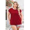 image:imageWIHOLL Womens Summer Tops Trendy 2026 Lace Crochet Cap Short Sleeve Shirts Crew Neck T Shirts Casual Loose BlousesRed
