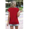 image:imageWIHOLL Womens Summer Tops Trendy 2026 Lace Crochet Cap Short Sleeve Shirts Crew Neck T Shirts Casual Loose BlousesRed