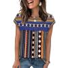 image:imageWIHOLL Womens Summer Tops Trendy 2026 Lace Crochet Cap Short Sleeve Shirts Crew Neck T Shirts Casual Loose BlousesStripes