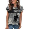 image:imageWIHOLL Womens Summer Tops Trendy 2026 Lace Crochet Cap Short Sleeve Shirts Crew Neck T Shirts Casual Loose BlousesThe Floral Pattern