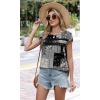 image:imageWIHOLL Womens Summer Tops Trendy 2026 Lace Crochet Cap Short Sleeve Shirts Crew Neck T Shirts Casual Loose BlousesThe Floral Pattern