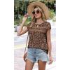 image:imageWIHOLL Womens Summer Tops Trendy 2026 Lace Crochet Cap Short Sleeve Shirts Crew Neck T Shirts Casual Loose BlousesThe Leopard