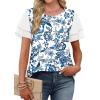 image:imageWIHOLL Womens Summer Tops Trendy Ruffle Sleeve Shirts Casual Chiffon Blouses Beach Vacation Clothes0blue White Florals