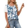 image:imageWIHOLL Womens Summer Tops Trendy Ruffle Sleeve Shirts Casual Chiffon Blouses Beach Vacation Clothes0blue White Florals