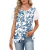 image:imageWIHOLL Womens Summer Tops Trendy Ruffle Sleeve Shirts Casual Chiffon Blouses Beach Vacation Clothes0blue White Florals