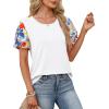 image:imageWIHOLL Womens Summer Tops Trendy Ruffle Sleeve Shirts Casual Chiffon Blouses Beach Vacation Clothes1colorful Bloom