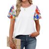image:imageWIHOLL Womens Summer Tops Trendy Ruffle Sleeve Shirts Casual Chiffon Blouses Beach Vacation Clothes1colorful Bloom