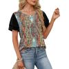 image:imageWIHOLL Womens Summer Tops Trendy Ruffle Sleeve Shirts Casual Chiffon Blouses Beach Vacation Clothes1ethnic Print