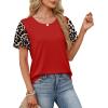 image:imageWIHOLL Womens Summer Tops Trendy Ruffle Sleeve Shirts Casual Chiffon Blouses Beach Vacation Clothes1red Leopard