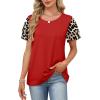 image:imageWIHOLL Womens Summer Tops Trendy Ruffle Sleeve Shirts Casual Chiffon Blouses Beach Vacation Clothes1red Leopard