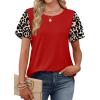 image:imageWIHOLL Womens Summer Tops Trendy Ruffle Sleeve Shirts Casual Chiffon Blouses Beach Vacation Clothes1red Leopard