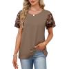 image:imageWIHOLL Womens Summer Tops Trendy Ruffle Sleeve Shirts Casual Chiffon Blouses Beach Vacation ClothesBrown Leopard