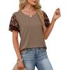 image:imageWIHOLL Womens Summer Tops Trendy Ruffle Sleeve Shirts Casual Chiffon Blouses Beach Vacation ClothesBrown Leopard