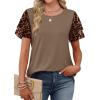 image:imageWIHOLL Womens Summer Tops Trendy Ruffle Sleeve Shirts Casual Chiffon Blouses Beach Vacation ClothesBrown Leopard