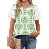 image:imageWIHOLL Womens Summer Tops Trendy Ruffle Sleeve Shirts Casual Chiffon Blouses Beach Vacation ClothesGreen Ethnic Florals
