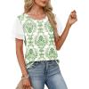 image:imageWIHOLL Womens Summer Tops Trendy Ruffle Sleeve Shirts Casual Chiffon Blouses Beach Vacation ClothesGreen Ethnic Florals