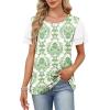 image:imageWIHOLL Womens Summer Tops Trendy Ruffle Sleeve Shirts Casual Chiffon Blouses Beach Vacation ClothesGreen Ethnic Florals