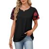 image:imageWIHOLL Womens Summer Tops Trendy Ruffle Sleeve Shirts Casual Chiffon Blouses Beach Vacation ClothesRose