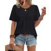 image:imageWIHOLL Womens Summer Tops Trendy Short Sleeve T Shirts Pleated Crewneck Tees Blouses Dressy Casual Outfits Fashion Clothing1black