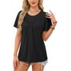 image:imageWIHOLL Womens Summer Tops Trendy Short Sleeve T Shirts Pleated Crewneck Tees Blouses Dressy Casual Outfits Fashion Clothing1black