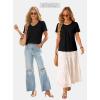 image:imageWIHOLL Womens Summer Tops Trendy Short Sleeve T Shirts Pleated Crewneck Tees Blouses Dressy Casual Outfits Fashion Clothing1black