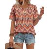 image:imageWIHOLL Womens Summer Tops Trendy Short Sleeve T Shirts Pleated Crewneck Tees Blouses Dressy Casual Outfits Fashion Clothing2print 4