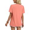 image:imageWIHOLL Womens Summer Tops Trendy Short Sleeve T Shirts Pleated Crewneck Tees Blouses Dressy Casual Outfits Fashion ClothingCoral