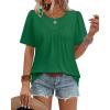 image:imageWIHOLL Womens Summer Tops Trendy Short Sleeve T Shirts Pleated Crewneck Tees Blouses Dressy Casual Outfits Fashion ClothingGreen