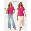 image:imageWIHOLL Womens Summer Tops Trendy Short Sleeve T Shirts Pleated Crewneck Tees Blouses Dressy Casual Outfits Fashion ClothingHot Pink