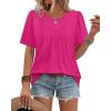 image:imageWIHOLL Womens Summer Tops Trendy Short Sleeve T Shirts Pleated Crewneck Tees Blouses Dressy Casual Outfits Fashion ClothingHot Pink