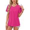 image:imageWIHOLL Womens Summer Tops Trendy Short Sleeve T Shirts Pleated Crewneck Tees Blouses Dressy Casual Outfits Fashion ClothingHot Pink