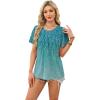 image:imageWIHOLL Womens Summer Tops Trendy Short Sleeve T Shirts Pleated Crewneck Tees Blouses Dressy Casual Outfits Fashion ClothingPrint 10