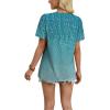 image:imageWIHOLL Womens Summer Tops Trendy Short Sleeve T Shirts Pleated Crewneck Tees Blouses Dressy Casual Outfits Fashion ClothingPrint 10