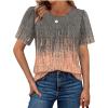image:imageWIHOLL Womens Summer Tops Trendy Short Sleeve T Shirts Pleated Crewneck Tees Blouses Dressy Casual Outfits Fashion ClothingPrint 3