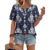 image:imageWIHOLL Womens Summer Tops Trendy Short Sleeve T Shirts Pleated Crewneck Tees Blouses Dressy Casual Outfits Fashion ClothingPrint 6