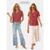 image:imageWIHOLL Womens Summer Tops Trendy Short Sleeve T Shirts Pleated Crewneck Tees Blouses Dressy Casual Outfits Fashion ClothingPrint 7