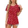 image:imageWIHOLL Womens Summer Tops Trendy Short Sleeve T Shirts Pleated Crewneck Tees Blouses Dressy Casual Outfits Fashion ClothingPrint 7
