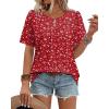 image:imageWIHOLL Womens Summer Tops Trendy Short Sleeve T Shirts Pleated Crewneck Tees Blouses Dressy Casual Outfits Fashion ClothingPrint 7