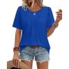 image:imageWIHOLL Womens Summer Tops Trendy Short Sleeve T Shirts Pleated Crewneck Tees Blouses Dressy Casual Outfits Fashion ClothingRoyal Blue