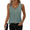 image:imageWIHOLL Womens Tank Tops Loose Casual Summer Tops Eyelet V Neck Basic Sleeveless Shirts Trendy 2026Beangreen
