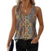 image:imageWIHOLL Womens Tank Tops Loose Casual Summer Tops Eyelet V Neck Basic Sleeveless Shirts Trendy 2026Orange Ethnic Floral