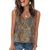 image:imageWIHOLL Womens Tank Tops Loose Casual Summer Tops Eyelet V Neck Basic Sleeveless Shirts Trendy 2026Orange Ethnic Floral