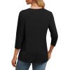 image:imageWIHOLL Womens Tops 34 Length Sleeve V Neck Casual Tunic Tops Basic Shirts Loose Fit BlouseA Black