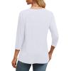 image:imageWIHOLL Womens Tops 34 Length Sleeve V Neck Casual Tunic Tops Basic Shirts Loose Fit BlouseA White