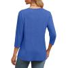 image:imageWIHOLL Womens Tops 34 Length Sleeve V Neck Casual Tunic Tops Basic Shirts Loose Fit BlouseB Blue